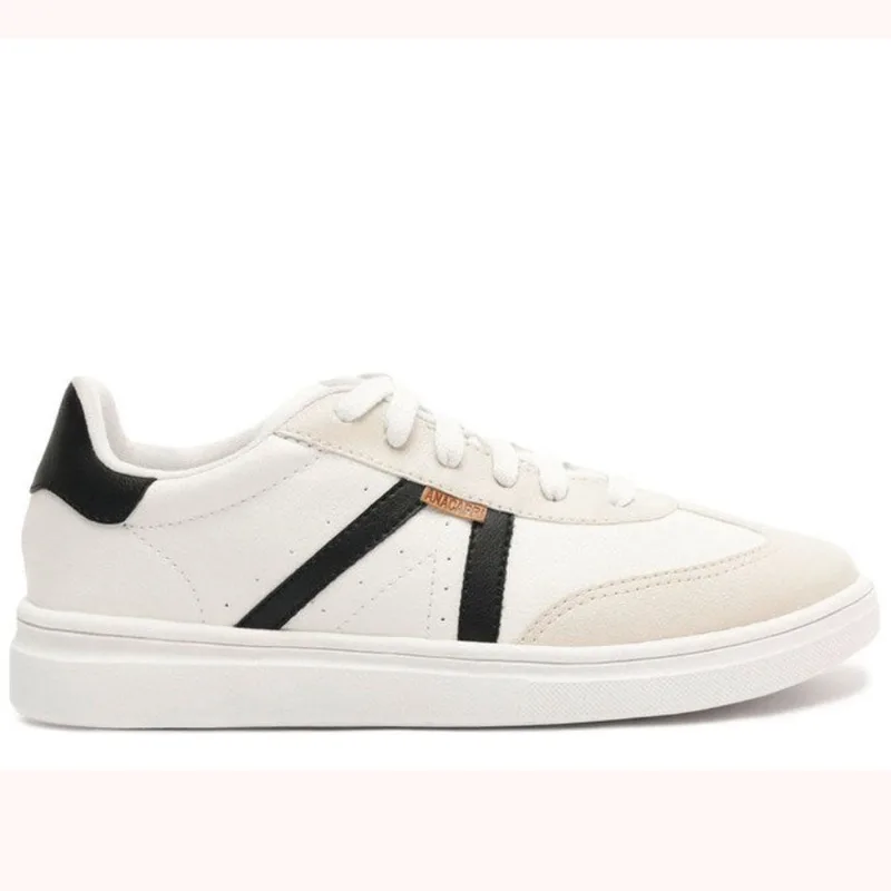 Tênis pontilhado lateral branco E preto C 30523 0006 0004 anacapri