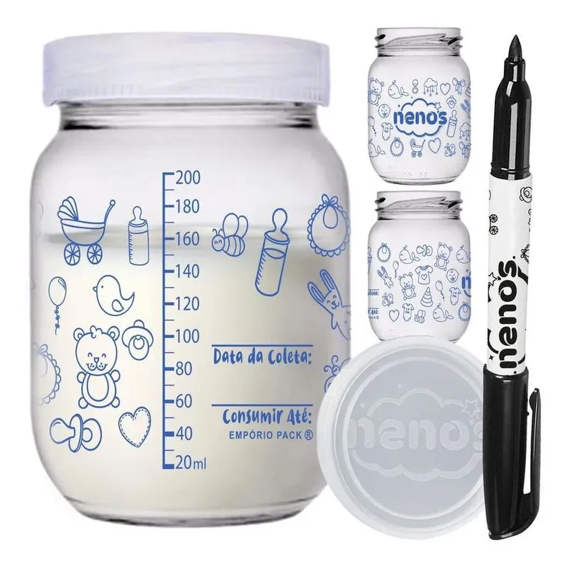 2x 3 Potes Vidro Armazenar Leite Materno, Papinha
