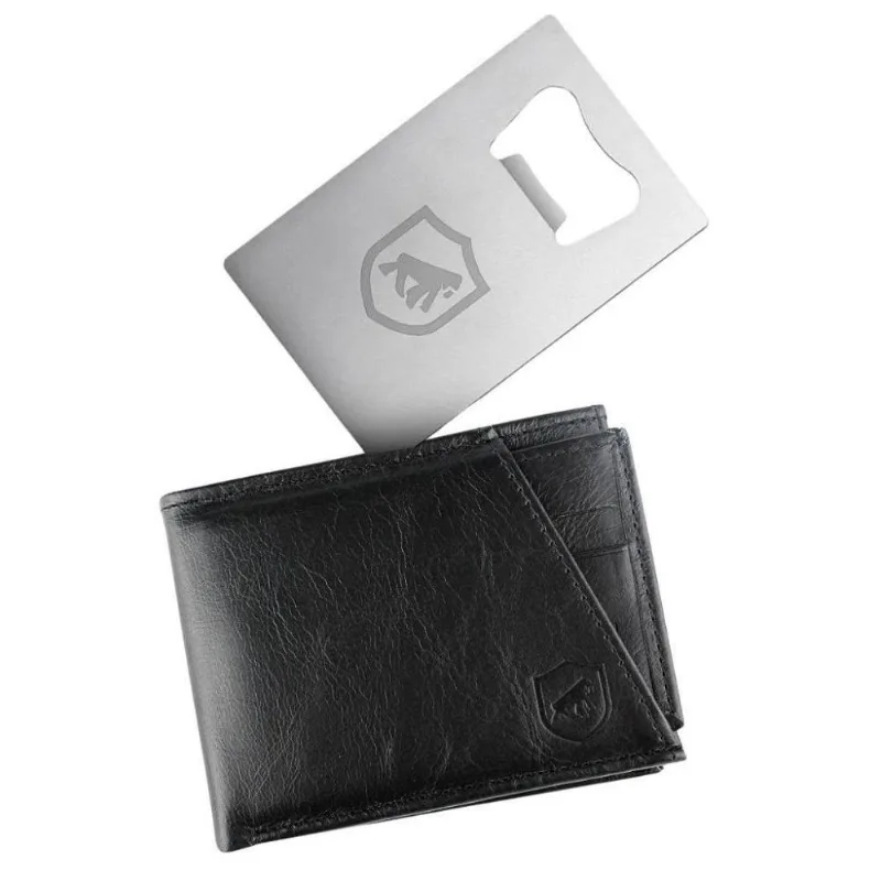 Kit Carteira Com Porta Cartão Dinamic E Cartão Abridor Em Metal - Gshield