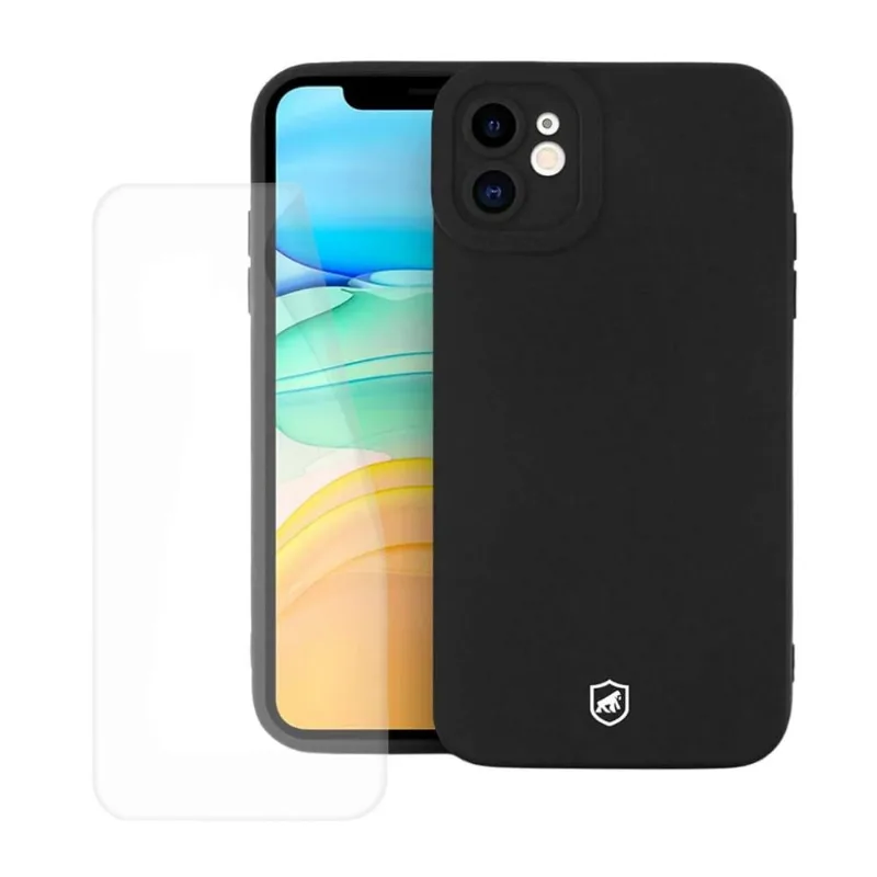 Kit Capa Silicon Cloud Preta e Pelicula Hydrogel HD para iPhone 11 - Gshield