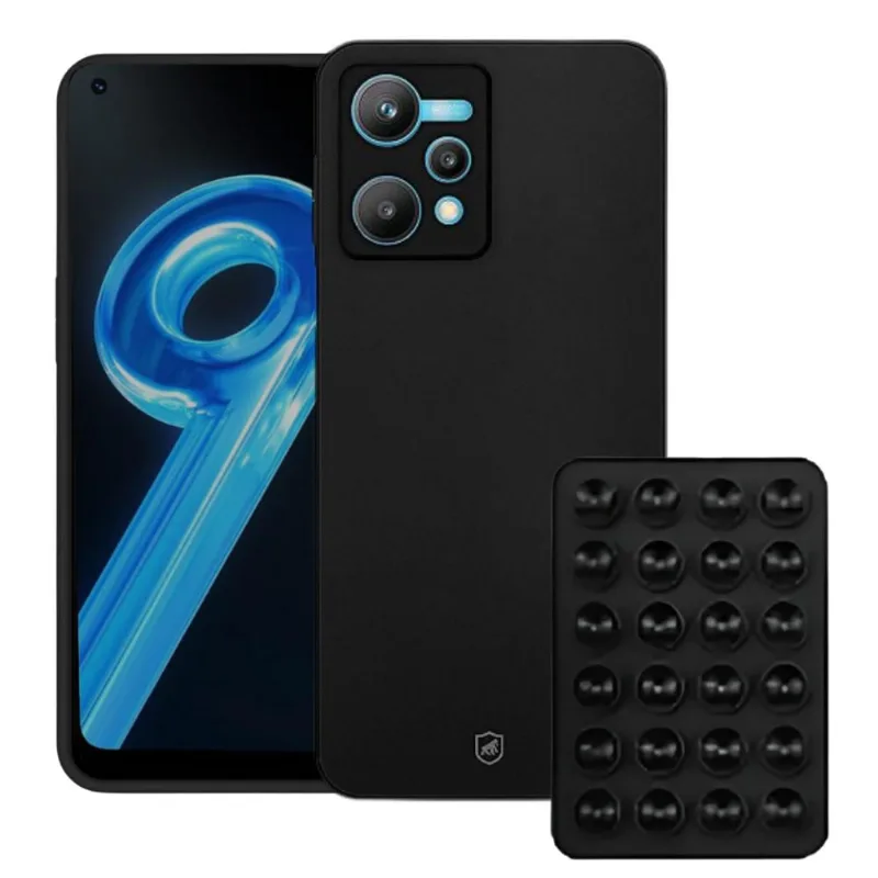 Kit Capa case capinha Silicon Veloz para Realme 9 5G + Ventosa - Preta - Gshield