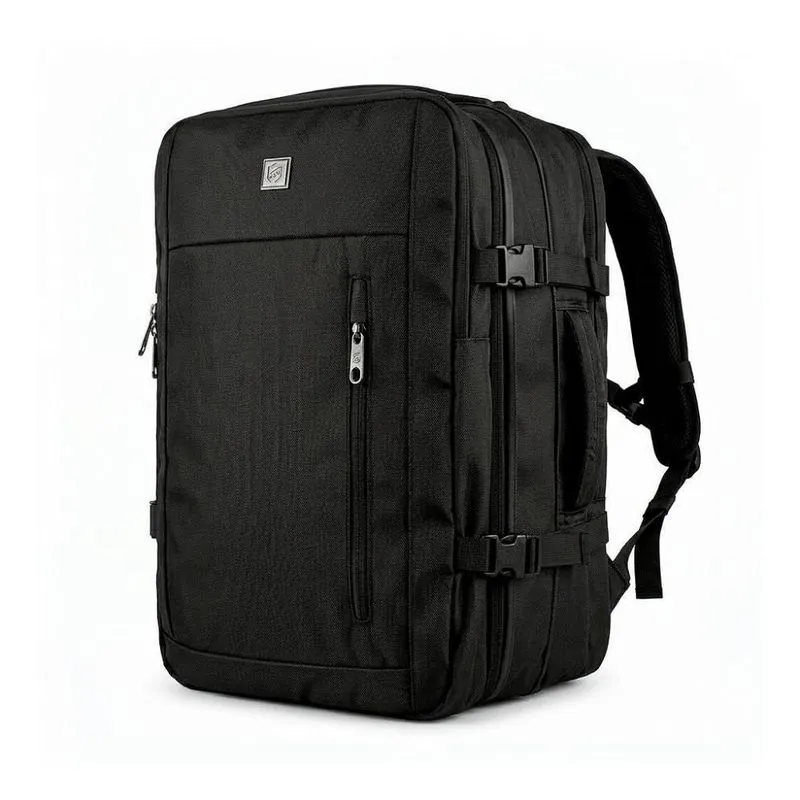 Mochila Mala De Mão Para Viagem Poliéster Com Saco De Compressão Zíper Survivor Preto Gshield