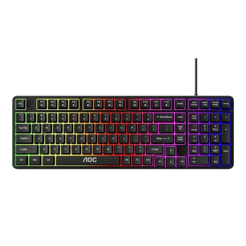 Teclado Gamer RGB com Fio - Preto - AOC