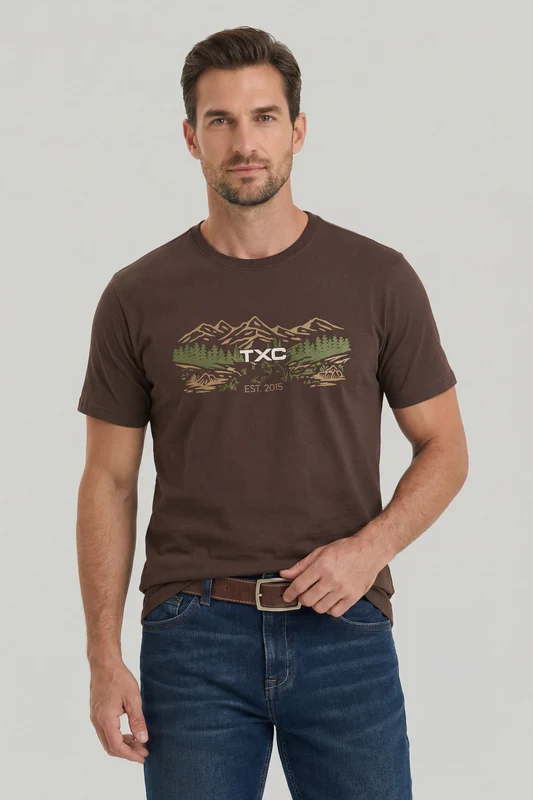 CAMISETA FIO 30 REGULAR 192906 MARROM ESCURO / P