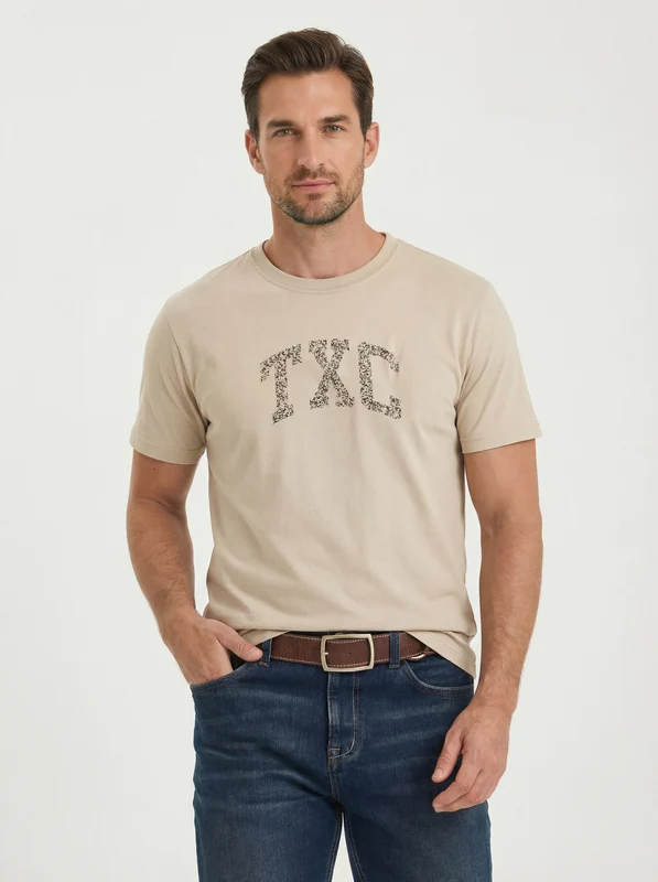 CAMISETA FIO 30 REGULAR 193083 AREIA / P