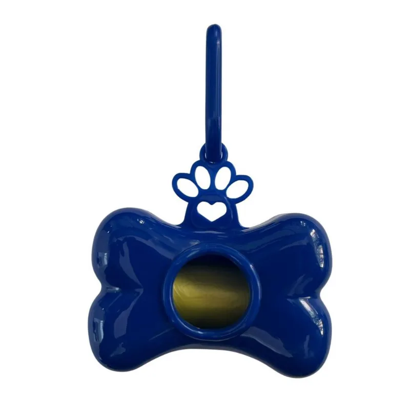 Porta Saquinho Com 1refis Cães Recolher Cocô Cor Azul Escuro