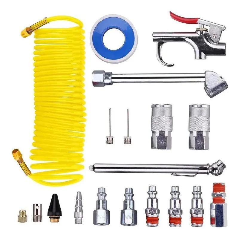 Kit Mangueira Compressor De Ar 1/4 Com Bico Encher Pneu