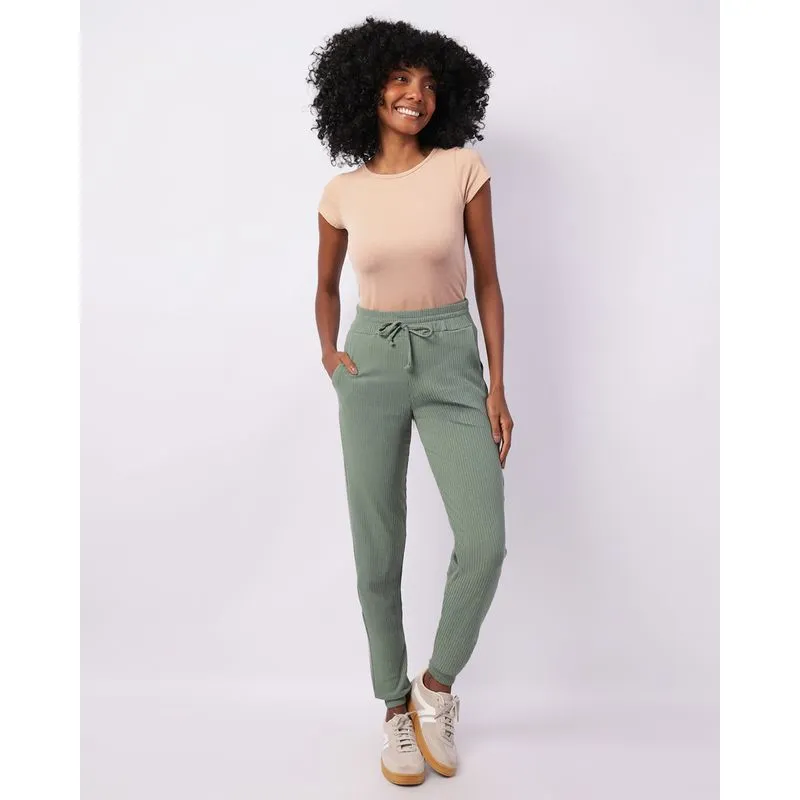 Calça Feminina Jogger Canelada Com Bolsos Verde G