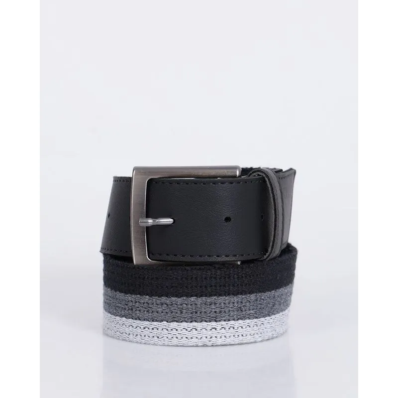 Cinto Masculino Casual Lona Com Fivela Listrado Preto P