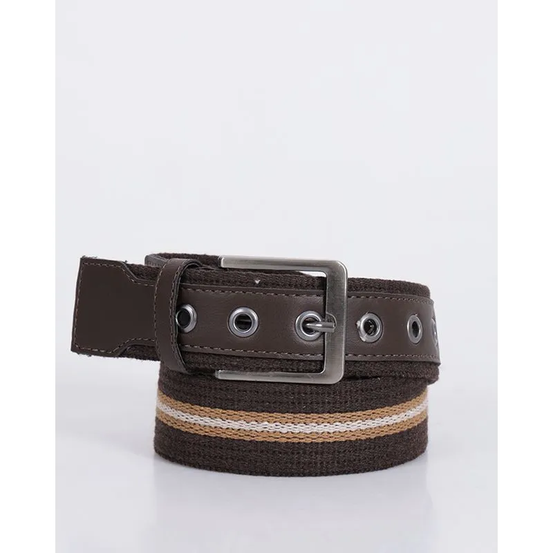 Cinto Masculino Casual Lona Com Fivela Listrado Marrom P