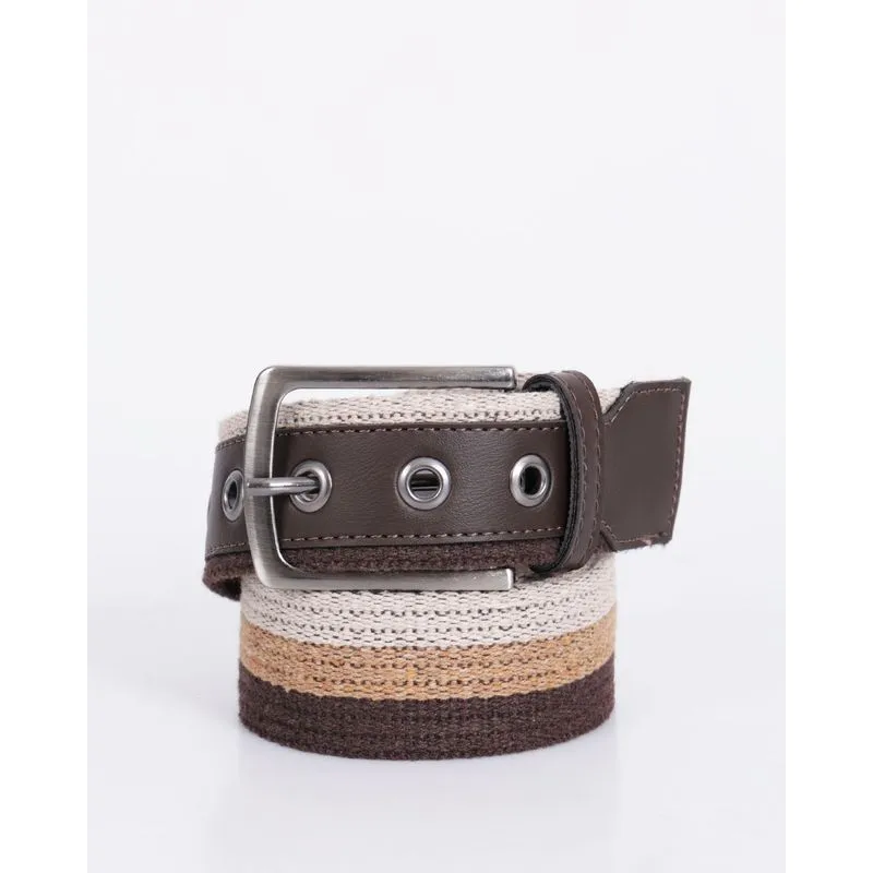Cinto Masculino Casual Lona Com Fivela Listrado Bege P