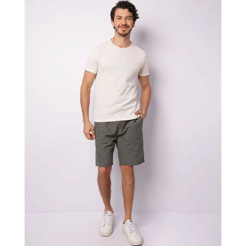 Bermuda Sarja Masculina Estampada Folhagem Verde M