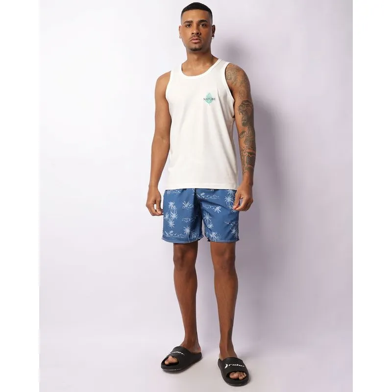 Bermuda Surf Masculina Estampa Tropical com Bolsos Azul GG