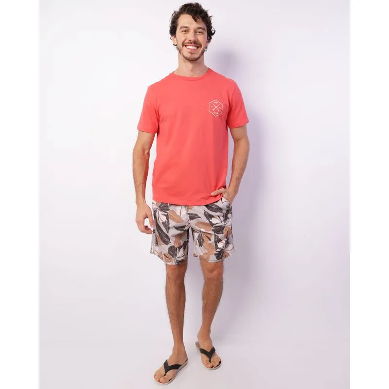 Short Masculino Surf Com Bolsos Estampado Bege G