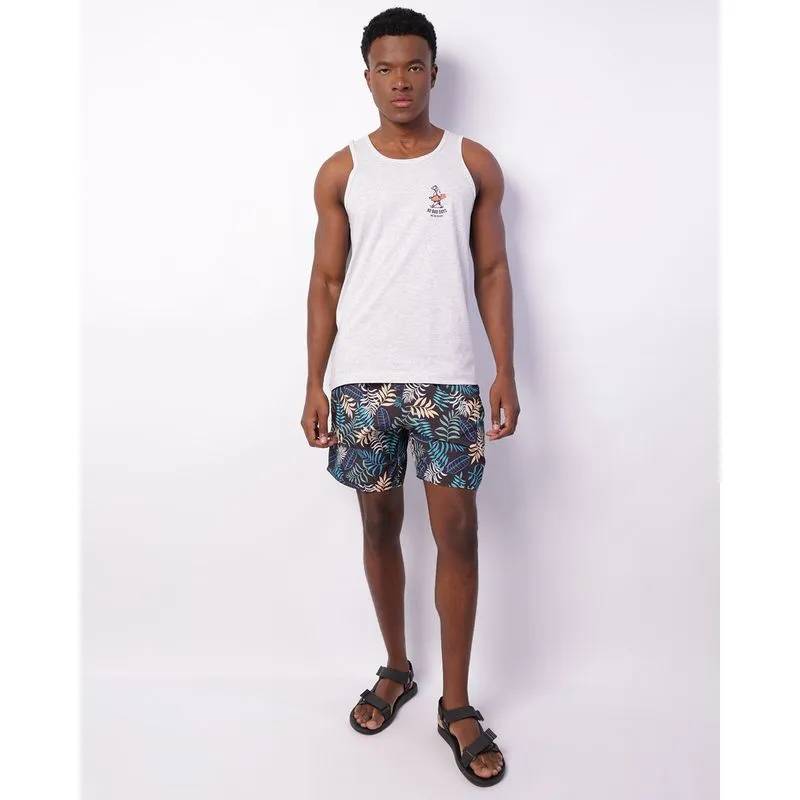 Short Surf Masculino Reto Bolsos Cordão Estampada Preta GG