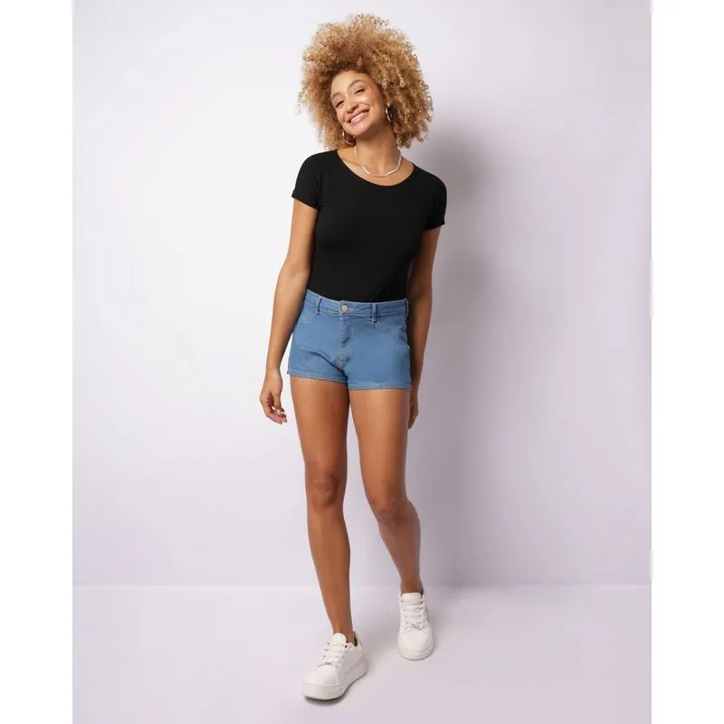 Mini Short Jeans Feminino Azul 44