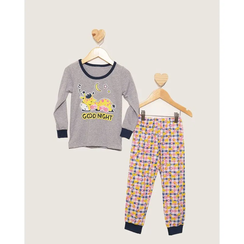 Pijama Bebê Longo Estampa Girafinha Cinza 3