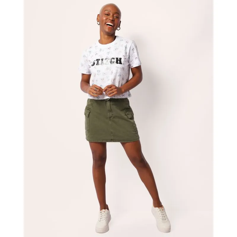 Saia Sarja Feminina Curta Bolso Cargo Verde 34