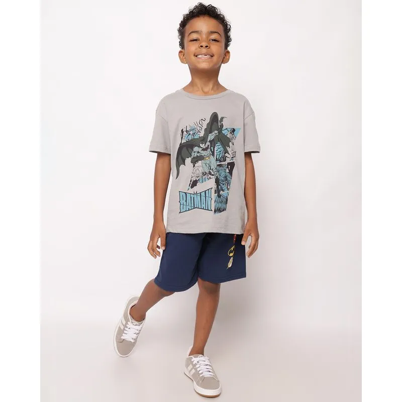 Bermuda Infantil Moletinho DC Comics Liga Da Justiça Cinza 12
