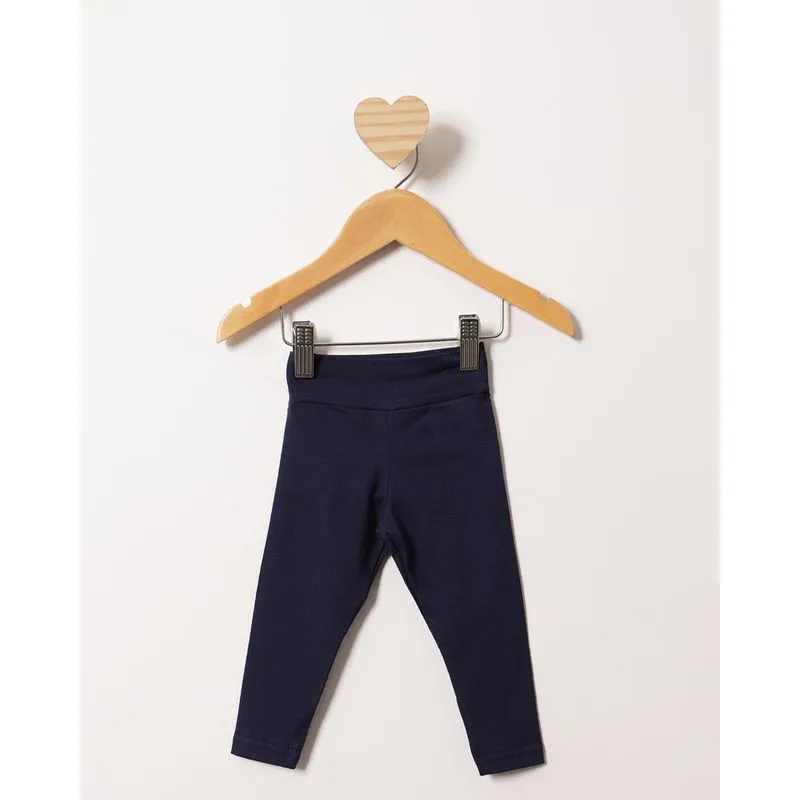 Calça Legging Bebê Básica Lisa Marinho M