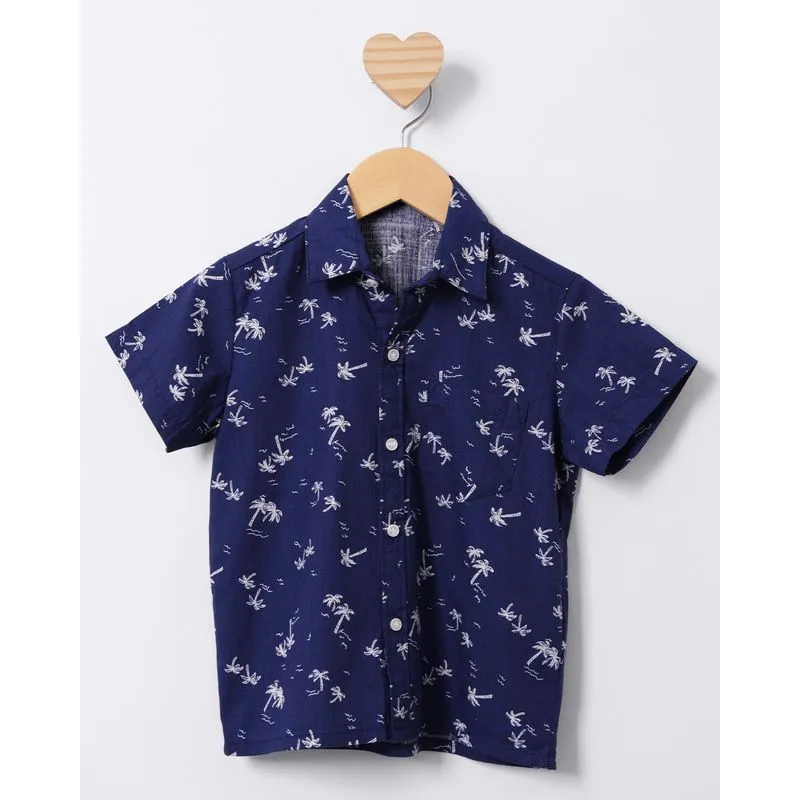 Camisa Bebê Estampada Bolso Manga Curta Marinho 2