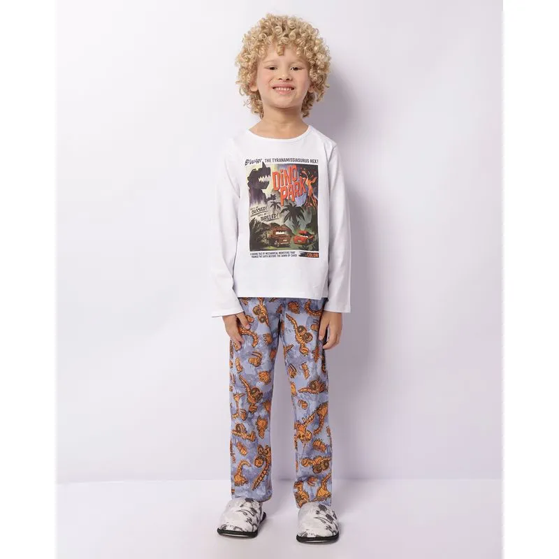Pijama Infantil Longo Disney Estampa Carros Branco 4