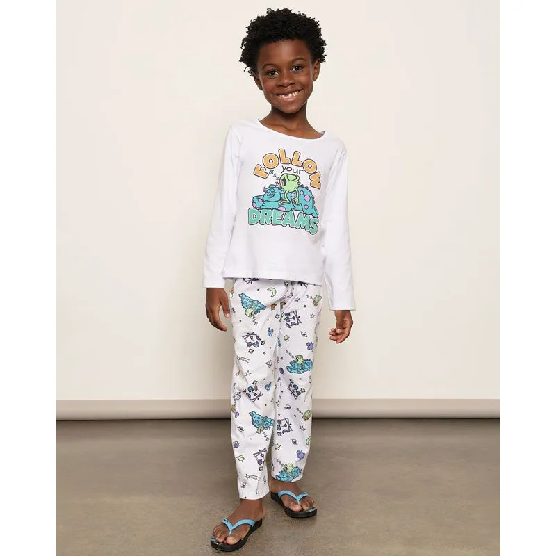 Pijama Infantil Longo Disney Monstro S.A Branco 6