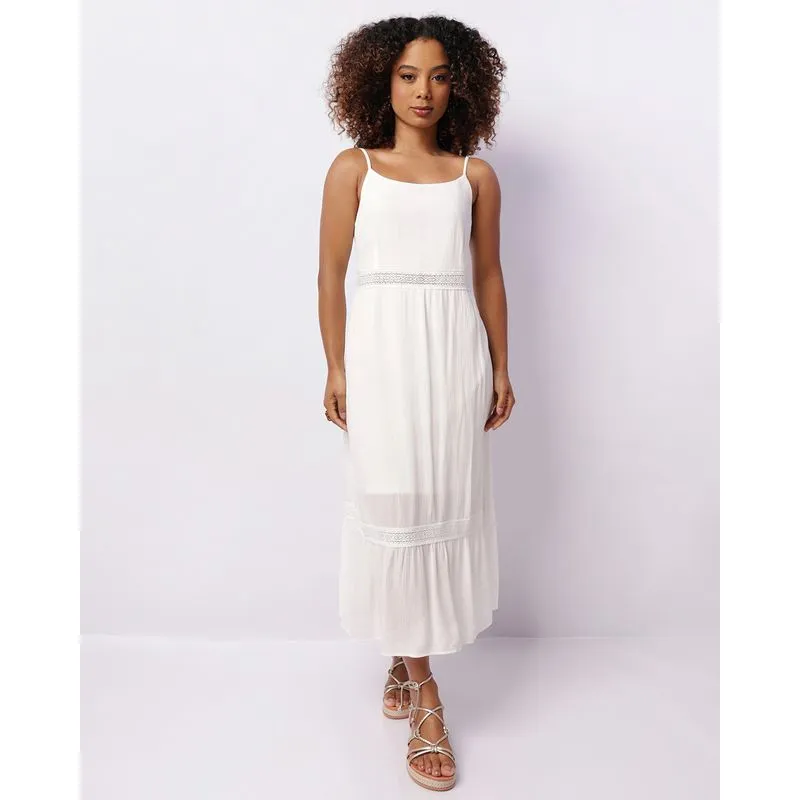 Vestido Feminino Midi Berry & Co. Entremeio Bordado Branco P