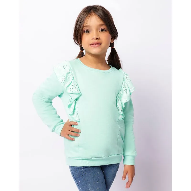 Blusão Moletom Infantil Com Babado Verde 10