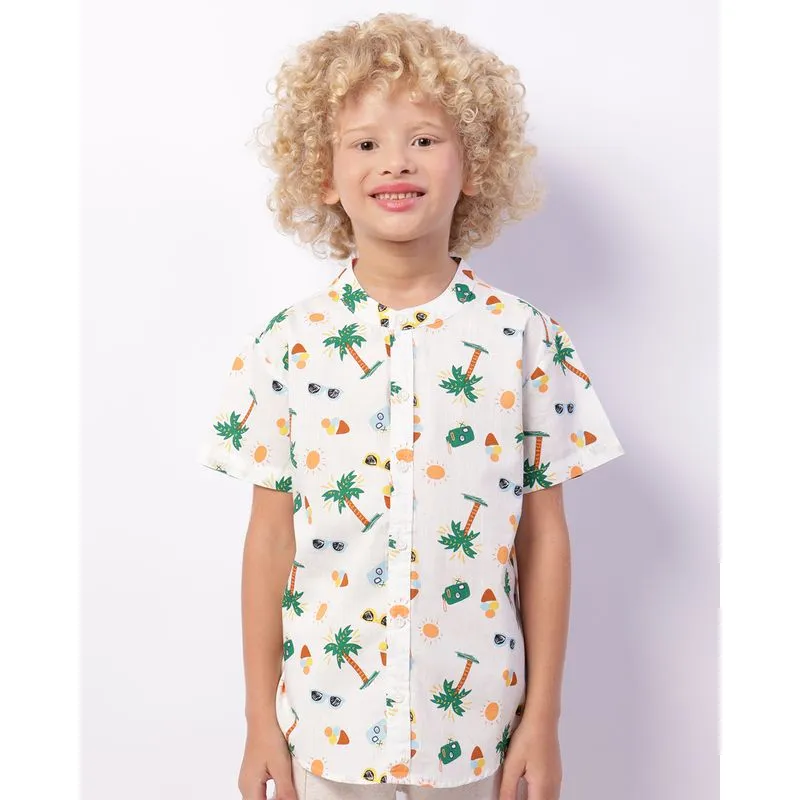 Camisa Infantil Manga Curta Estampada Branca 8
