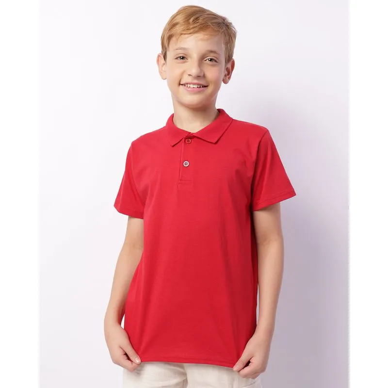 Camisa Polo Juvenil Manga Curta Vermelha 14