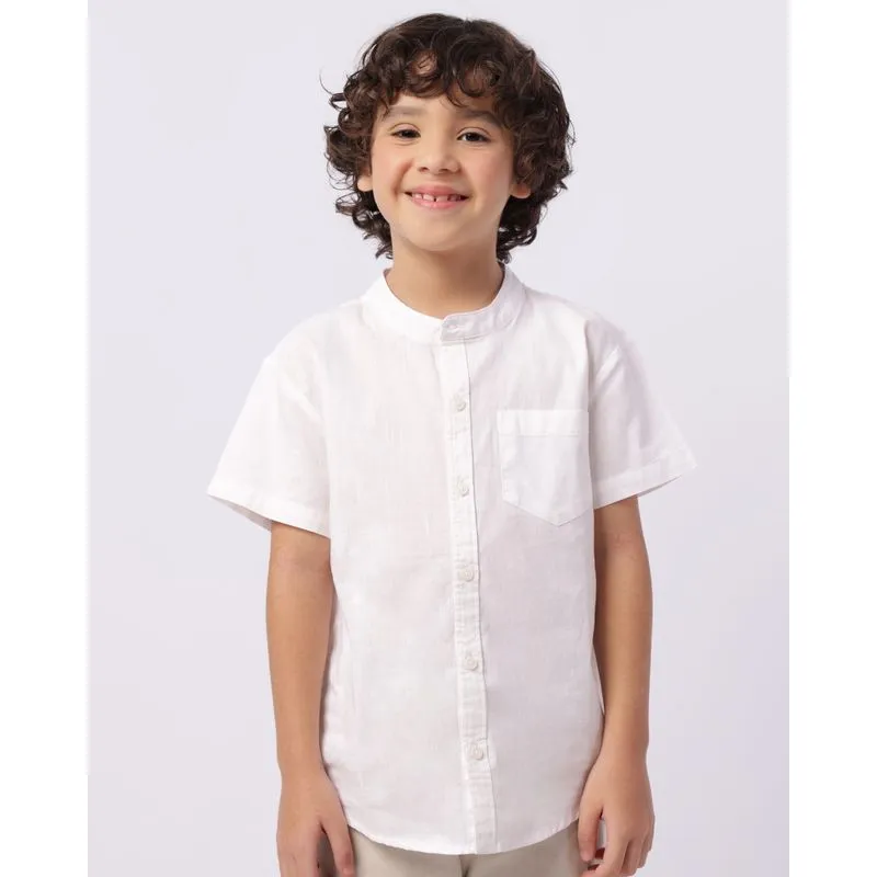 Camisa Infantil Manga Curta Gola Padre Algodão Branca 6