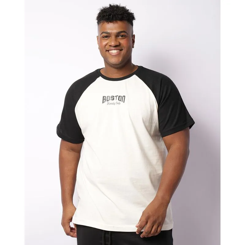 Camiseta Plus Size Masculina Estampa Boston Manga Curta Off White G1