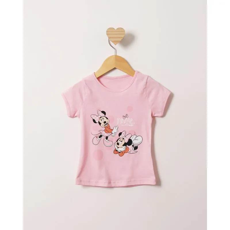 Camiseta Bebê Disney Minnie Manga Curta Rosa 2