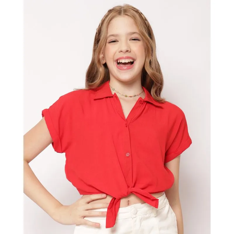 Camisa Juvenil Berry & Co. Cropped com Amarração Vermelha 16