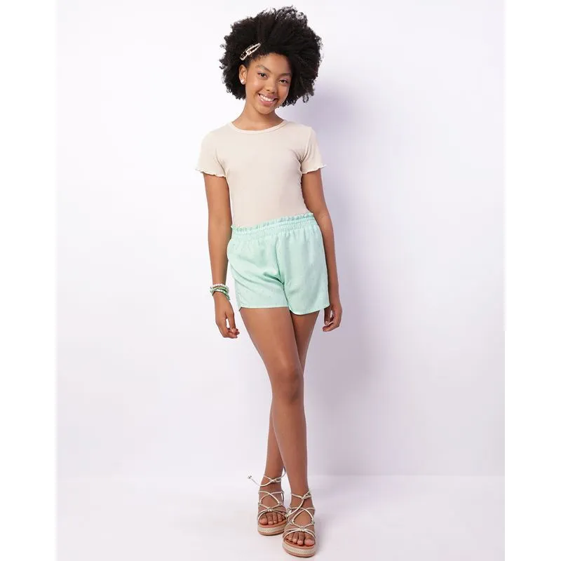 Short Juvenil Viscose Com Lurex Verde 10