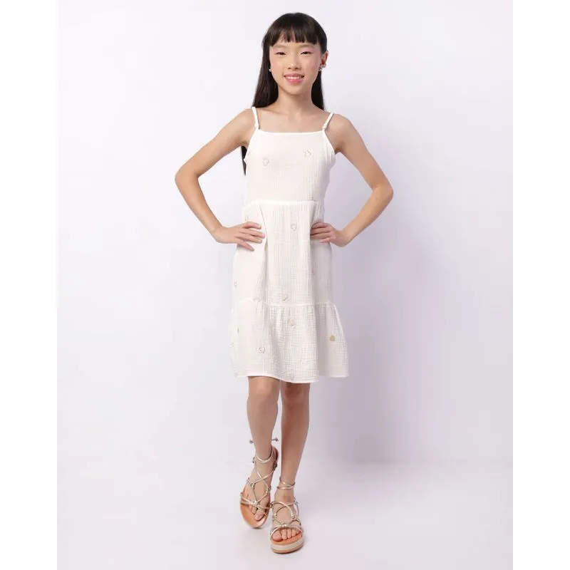 Vestido Juvenil Curto Alcinha Com Bordado Texturizado Off White 16