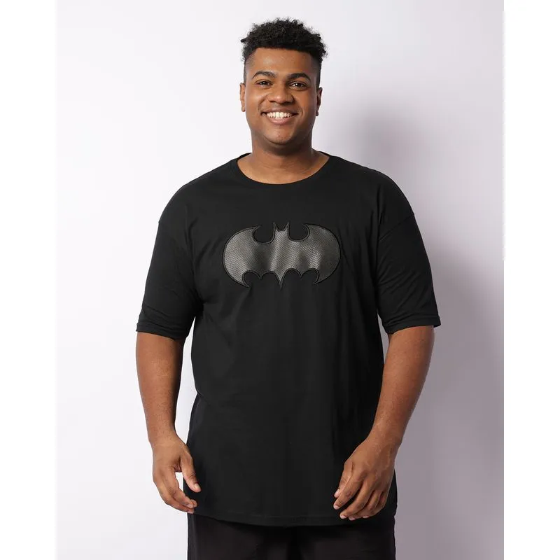 Camiseta Plus Size Masculina Dc Comics Batman Manga Curta Preta G1