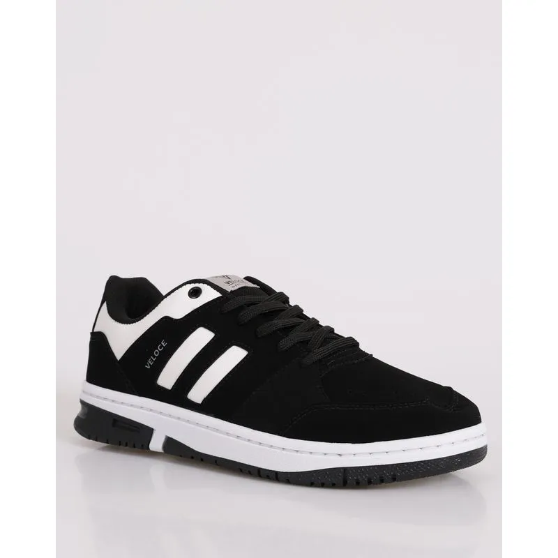 Tênis Masculino Casual Veloce Camurça Com Recortes Preto 37