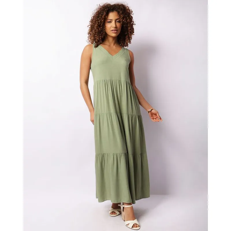 Vestido Feminino Longo Viscose Três Marias Verde GG