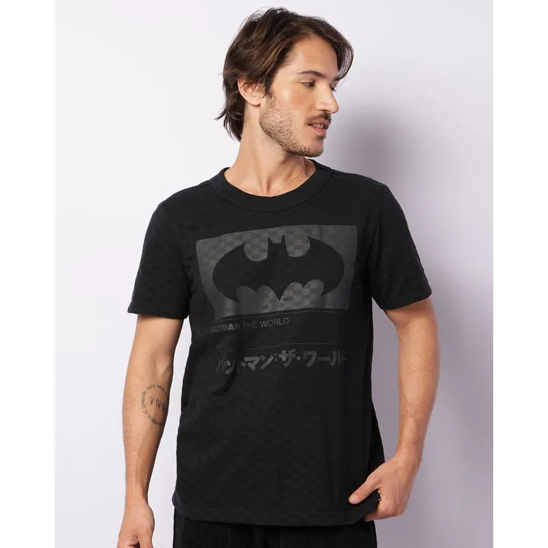 Camiseta Masculina DC Comics Batman Manga Curta Preta GG
