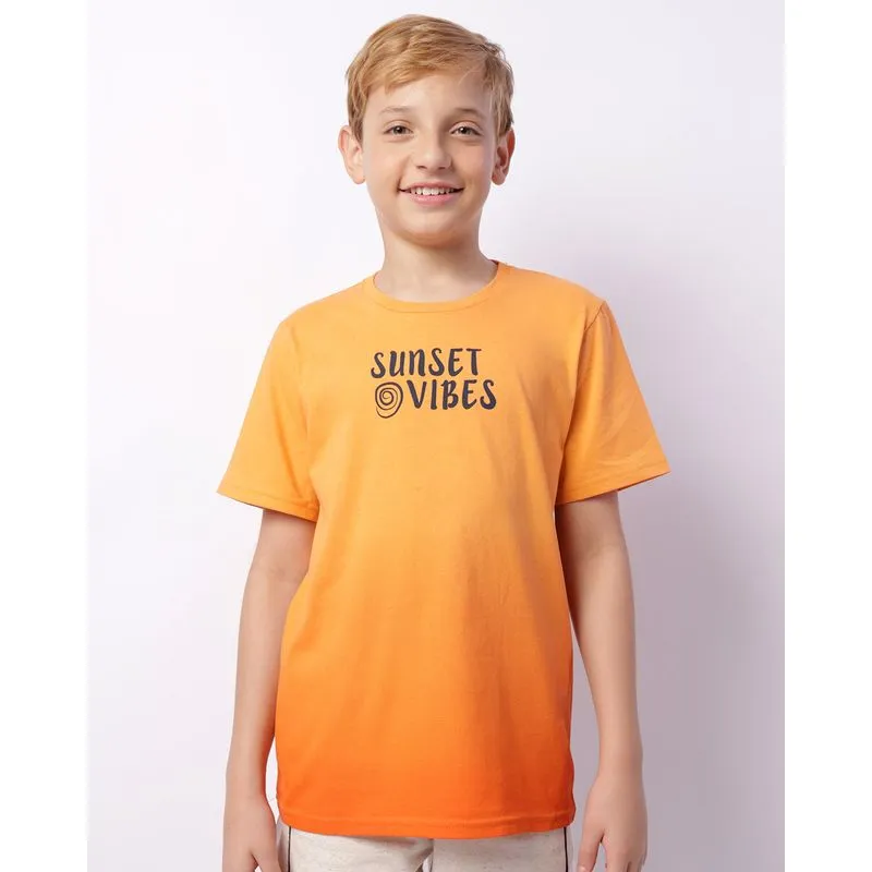 Camiseta Juvenil Estampa Tropical Manga Curta Laranja 10