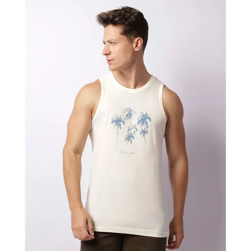 Regata Masculina Estampa Tropical Off White P