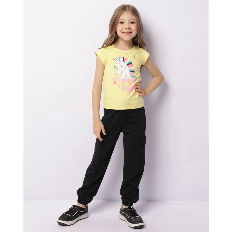 Calça Infantil Jogger Crepe Bolso Cargo Preta 6