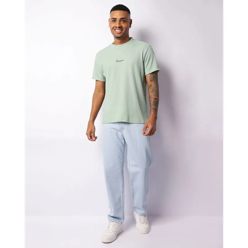 Calça Jeans Masculina Reta Barra Desfiada Azul 48