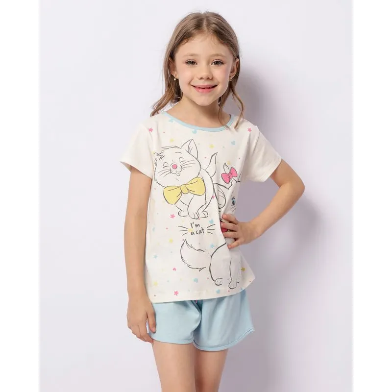 Pijama Infantil Curto Disney Marie Off White 6