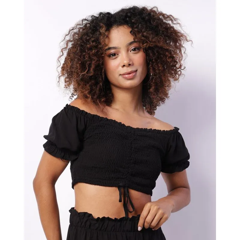 Blusa Feminina Berry & Co. Cropped Colissê Frontal Preta M