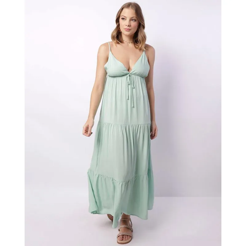 Vestido Feminino Longo Berry & Co. Viscose Alcinha Verde GG