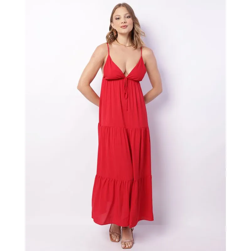 Vestido Feminino Longo Viscose Berry & Co. Vermelho GG