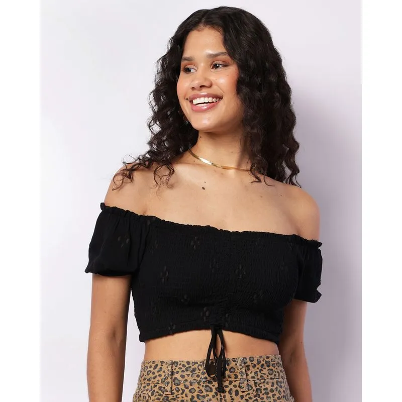 Blusa Feminina Berry & Co. Cropped Ciganinha Colissê Preta M